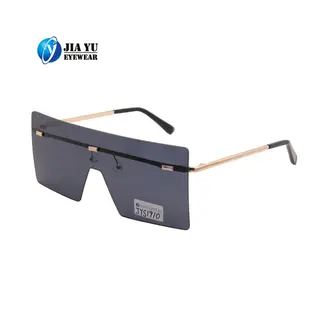 High Quality Fashion One Piece Lens Oversize Large Rimless Square Metal Sunglasses for Women